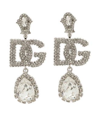 Dolce & Gabbana DG logo crystal-embellished earrings - Silver