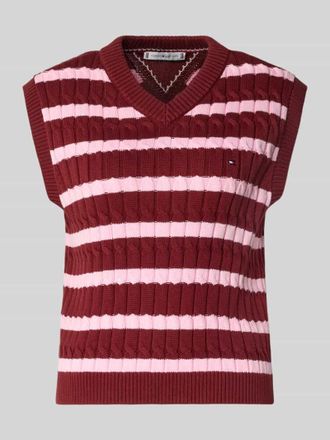 Tommy Hilfiger Slim Fit Pullunder aus reiner Baumwolle in Bordeaux, Gr&ouml;&szlig;e XL