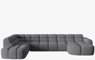 MICADONI 7-Sitzer Design Panorama Sofa Lisa mit langer Seite links - Strukturstoff