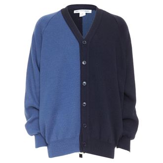 Comme Des Gar&ccedil;ons COMME DES GARCONS SHIRT navy blue two-tone button cardigan sweater XL