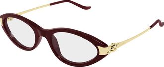 Cartier Glasses, unisex, Red, Size: 52 MM Oval Optical Frame