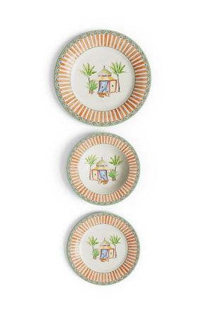 Lisa Corti Porcelain Set Plate of 3 Sariska Orange