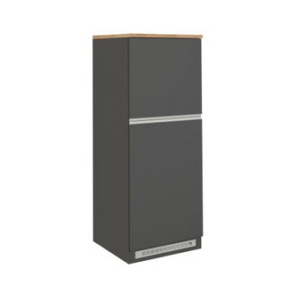 Dmora Dmora - Despensa De Cocina Plinio, Mueble Multiusos, Mueble Frigor&iacute;fico De 2 Puertas, 100% Made In Italy, 60x60h165 Cm, Antracita Y Roble, Con Embalaj