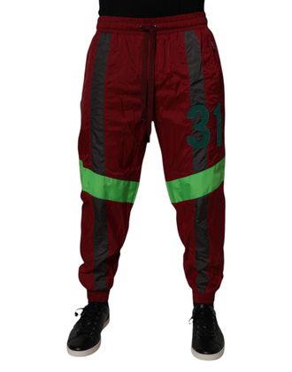 Dolce & Gabbana Maroon Nylon Men Jogger Sweatpants Pants Polyester