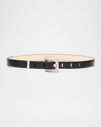 Balmain Anthem Calfskin Leather Belt