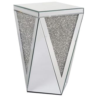 Beliani Beliani - Mesa Auxiliar De Vidrio Plateado 30 X 30 Cm Espejado Glamour Dormitorio Luxey