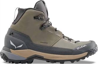 Salewa Womens Puez Leather Mid Powertex Shoes In Bungee Cord-Onyx