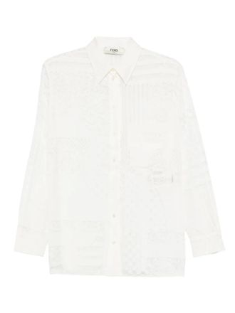 Fendi lace-panel shirt - women - Polyamide/Viscose/Silk - 40 - White