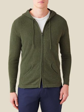 Luca Faloni Hunting Green Cashmere (2-Ply) Zip Hoodie