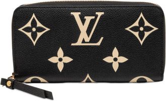 Louis Vuitton Monogram Empreinte Beige Black Leather Long Wallet (Bi-Fold) (Pre-Owned)