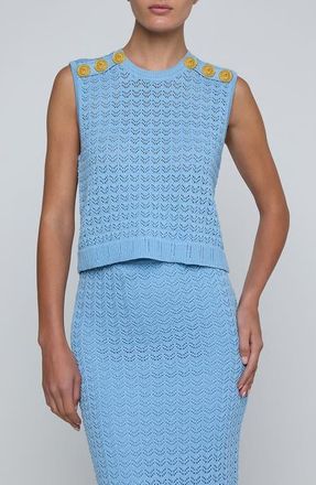 L'agence Max Sleeveless Pointelle Top in Pale Blue/Gold at Nordstrom, Size Xx-Small