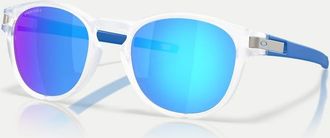 Oakley Latch Neon Pop Collection - Occhiali da sole rotondi trasparente opaco con lenti blu a specchio polarizzate