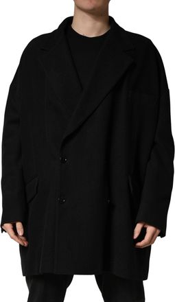 Dolce & Gabbana Mens Black Double Breasted 2 Buttons Suit Jacket Cotton Elastane Silk