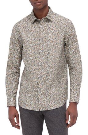 Bugatchi L/S JULIAN WOVEN SHAPED in Khaki at Nordstrom, Size Xxx-Large