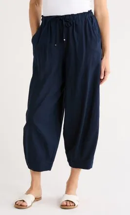 Max Studio Cropped Drawstring Pants in Navy at Nordstrom Rack, Size X-Small