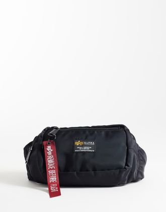 Alpha Industries Alpha - Marsupio in nylon nero con logo