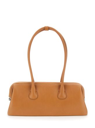 Osoi Womens Shoulder Bag Boat Wide Mini Brown Leather Cow