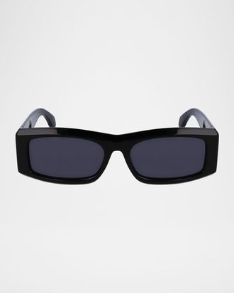 Ferragamo Men & apos;s Classic Logo Acetate Rectangle Sunglasses, 57mm