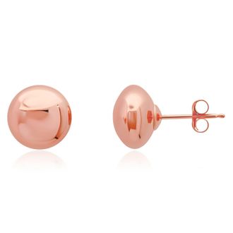 MAX + STONE Solid 14k Rose Gold Half Button Earrings with Gold Butterfly Back 4MM-8MM