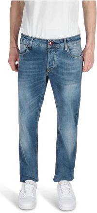 Hand Picked Vervaagde denim slim fit jeans - Heren - Regular Fit Jeans - Blauw - W38 - Denim - Jeans