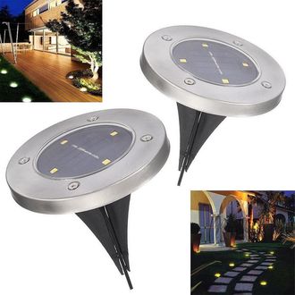 Trade Shop Trade Shop Traesio - Trade Shop - 2 Luces Led De Disco Solares Para Jard&iacute;n Exterior, Marcador De Paso Impermeable