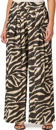 Wit & Wisdom Glider Skyrise Pleated Palazzo Pants in Charcoal/Ecru at Nordstrom, Size X-Large P