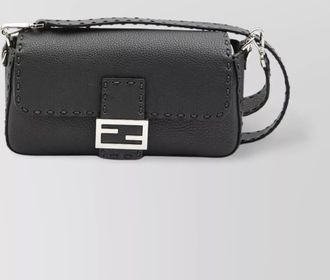 Fendi regular baguette stitched leather shoulder bag