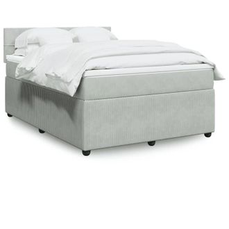 vidaXL Vidaxl - Cama Box Spring Con Colch&oacute;n Terciopelo Gris Claro 140x190 Cm