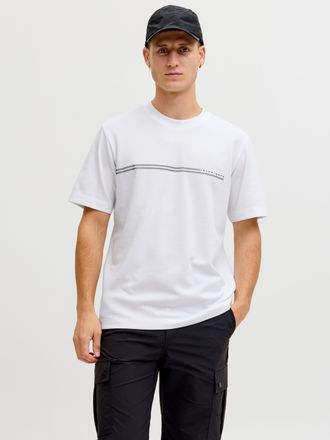 Jack & Jones Kurzarmshirt JACK & JONES JCOFUSION CHEST BRAND TEE SS CREW SN, Herren, Gr. XXL, hellwei&szlig;, Jersey, Obermaterial: 58% Polyester, 42% Baumwolle, bedruck