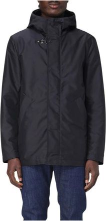 Fay Jassen, Heren, Blauw, L, Polyester, Gewatteerde jas met afneembare capuchon