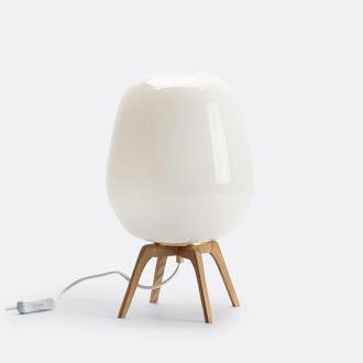 La Redoute Interieurs Tafellamp in hout en opaline glas, Boldo