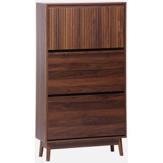 Sweeek Sweeek - Scarpiera a 3 ante, decoro in legno naturale