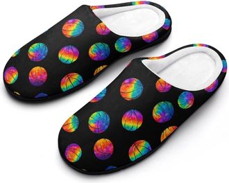 Generic Watercolor Tie Dye Basketball Men Slippers Funny House Shoes Cotton Slipper for Indoor Outdoor