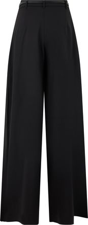Max Mara Virgin Wool Wide-Leg Trousers - Black