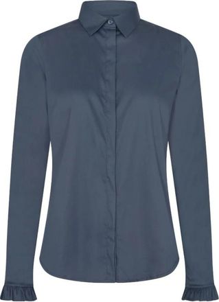 Mos Mosh Blouse met Volantmouwen - Donkerblauw - Dames - Overhemden - Blauw - L - Katoen - Overhemden