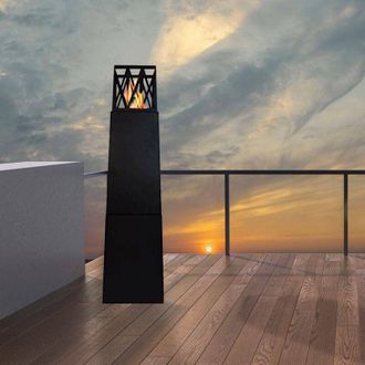 Dmora Dmora - Chimenea de bioetanol Arese, Chimenea ecol&oacute;gica, Hogar sin humo, Calefactor de etanol, Made in Italy, 40x40 h146 cm, Negro