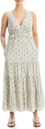 Max Studio Floral Sleeveless Maxi Dress in Seashell/Sage Roseberry at Nordstrom Rack, Size X-Small