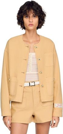 Sandro Denim jacket in Beige at Nordstrom, Size 36 Eu