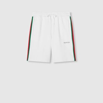 Gucci Cotton Piquet Shorts With Web, Size XXXL, White, Ready-to-wear