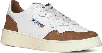 Autry Mens Sneakers Medalist Low White-Tobacco Leather Calf Trainers