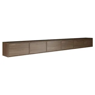 Selsey Selsey Framme - Mobile Tv Sospeso Con Sei Ante A Ribalta 300 Cm, Effetto Legno Noce Wisconsin