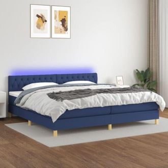vidaXL Vidaxl - Cama Box Spring Con Colch&oacute;n Y Led Tela Azul 200x200 Cm