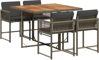 vidaXL Set comedor de jardín 5 piezas con cojines ratán sintético gris vidaXL