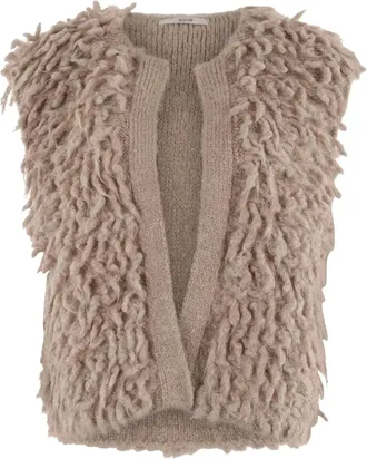 Moscow Jassen, Dames, Beige, XL, Wol, Gilet Mscw - 25-11 Loep