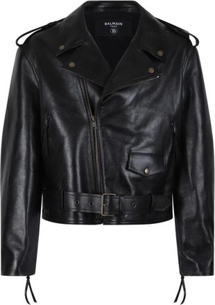 Balmain Leren Bikerjack - Heren - Leren en Su&egrave;de Jassen - Zwart - L - Leer - Jassen