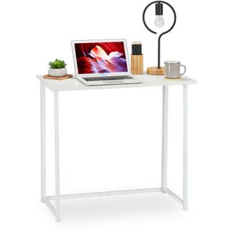 Relaxdays Relaxdays Foldable Desk, PC-Table To Fold, Space-saving Desk, Folding, Home Office, 74.5x80x45cm, White