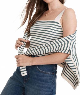 Madewell Dearing Square Neck Cropped Sweater Tank In Antique Cream