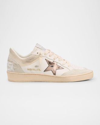 Golden Goose Ball Star Mixed Leather Low-Top Sneakers