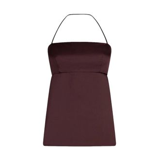 Liu Jo Sleeveless Tops, female, Brown, Size: XS One-shoulder Satin Top
