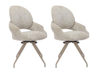 Vente-Unique Lote de 2 sillas giratorias de tweed y metal color topo - Crema - VALIANA